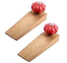 2 Pieces Red Big Melon Ceramic Wooden Door Stopper